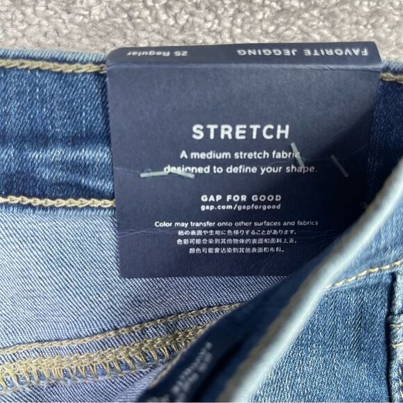 Gap Favorite Jegging Women's 25 Blue Skinny Mid-Rise Dark Distressed Jeans - Picture 6 of 13
